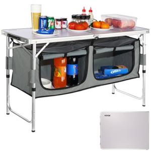 VEVOR campingkeuken, campingkast, verstelbare campingkast, reiskeuken, keukenbox, tentkast, outdoor campingkeuken, tentkast, kampeerreis, grijs, draagbare keukenbox, reiskeuken