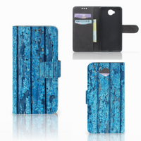 Microsoft Lumia 650 Book Style Case Wood Blue - thumbnail