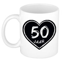 Cadeau mok/beker - 50 jaar - verjaardag - keramiek - 300 ml   - - thumbnail