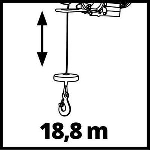 Einhell 2255160 Elektrische kabeltakel Draagkracht (met keerschijf) 999 kg Draagkracht (zonder keerschijf) 500 kg