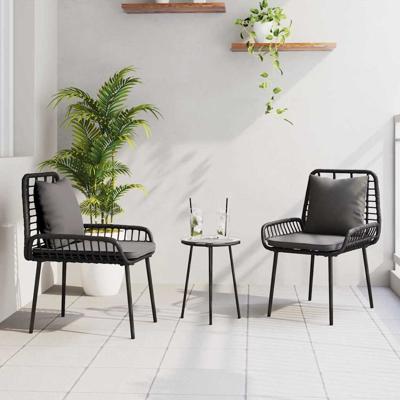 Tuin Eetset met kussen 3 pcs Zwart, Antraciet 35 x 35 x 45 cm