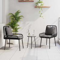 Tuin Eetset met kussen 3 pcs Zwart, Antraciet 35 x 35 x 45 cm