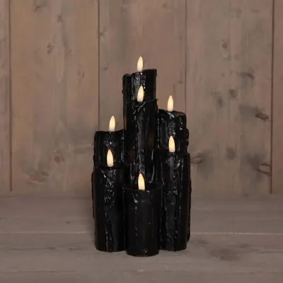 Anna&apos;s Collection LED druipkaars 3d flame set 25.5x15 cm zwart 7 stuks