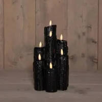 Anna&apos;s Collection LED druipkaars 3d flame set 25.5x15 cm zwart 7 stuks