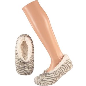 Grijze ballerina meisjes pantoffels/sloffen met zebraprint maat 31-33 31/33  -