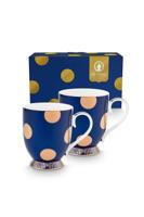 Pip Studio Set/2 Mokken Dot Delight Navy/Goud 350ml