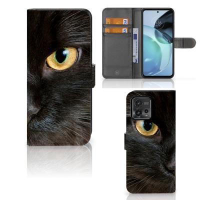 Motorola Moto G72 | Telefoonhoesje | Met pasjeshouder | Zwarte Kat