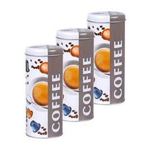 Koffie cups voorraadbus/bewaarblik - 3x - metaal - 18 x 8 cm - 1,2L