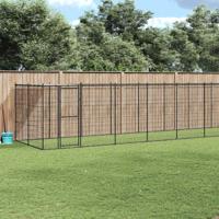 Hondenkennel met dak 21,78 m² staal