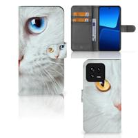 Xiaomi 13 | Telefoonhoesje | Met pasjeshouder | Witte Kat