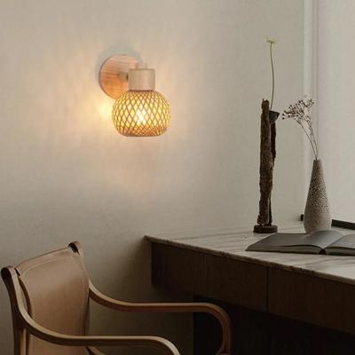BambuZen Retro Japanse Bamboe Wandlamp - Natuurlijke Rattan Sfeerverlichting