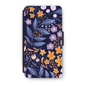 Flowers with blue leaves: iPhone X Flip Hoesje