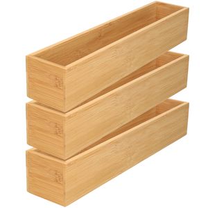 3x stuks kast/lade/make-up sorteer organizer bamboe hout bakje 7.5 x 38 x 6.5 cm