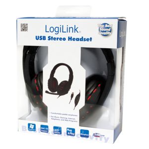 LogiLink HS0033 hoofdtelefoon/headset Hoofdband Zwart, Rood
