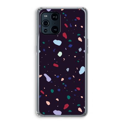 Dark Rounded Terrazzo: Oppo Find X3 Transparant Hoesje