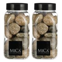 Mica Decorations decoratie stenen - 2x - 650ml - groot - beige mix - hobby steentjes