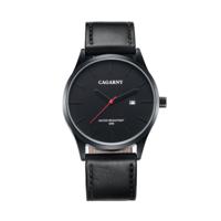 CAGARNY 6865 Fashion Dual Quartz beweging polshorloge met lederen Band(Black)
