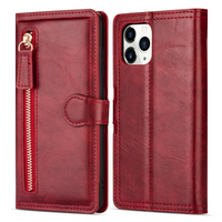 iPhone 15 hoesje - Bookcase - Pasjeshouder - Portemonnee - Rits - Kunstleer - Rood