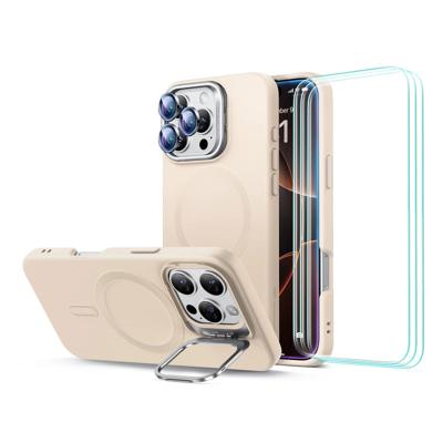 iPhone 16 Pro Cloud Soft Case with Stash Stand Protection Bundle - Light Tan