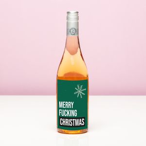 Wijnfles kerst Merry fucking Christmas - Rosé (Blush Rosé)