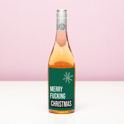 Wijnfles kerst Merry fucking Christmas - Rosé (Blush Rosé)