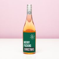 Kerst wijnfles Merry fucking Christmas - Rosé (Blush Rosé)