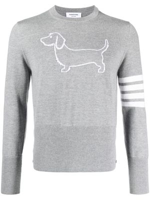 Thom Browne pull à détail 4 bandes signature - Gris