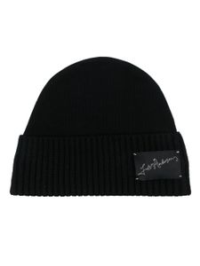 JW Anderson bonnet en maille nervurée à patch logo - Noir