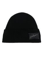 JW Anderson bonnet en maille nervurée à patch logo - Noir - thumbnail