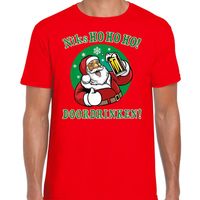 Fout Kerst shirt bier drinkende santa ho ho ho rood voor heren