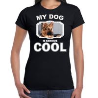 Duitse herder honden t-shirt my dog is serious cool zwart voor dames - thumbnail