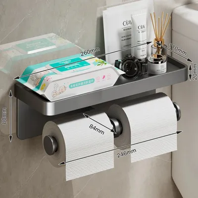 SmartHold Luxe - Aluminium Toiletrolhouder met Telefoonplankje