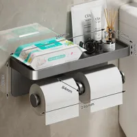 SmartHold Luxe - Aluminium Toiletrolhouder met Telefoonplankje