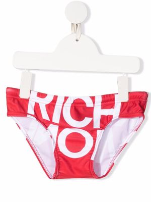 John Richmond Junior slip de bain à logo imprimé - Rouge