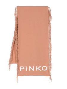 PINKO foulard frangé à logo imprimé - Marron