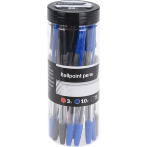 20x stuks balpennen rood/zwart/blauw 14 cm   -