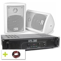 SkyTec stereoset met witte speakers voor keuken, hobbykamer etc. - thumbnail