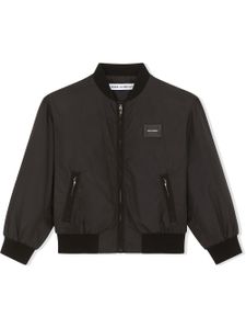 Dolce & Gabbana Kids veste bomber à logo - Noir