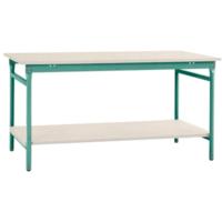 Manuflex BB5221.0001 Compleet bijzettafel basis stationair met melamine schijf + legplank, bxdxh: 1500 x 800 x 780 mm Grijs, Groen - thumbnail