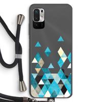 Gekleurde driehoekjes blauw: Xiaomi Redmi Note 10 5G Transparant Hoesje met koord