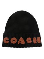 Coach bonnet en laine à logo brodé - Noir