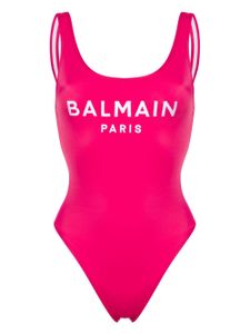 Balmain maillot de bain à logo brodé - Rose