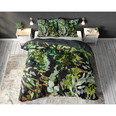 Dekbedovertrek Leafio - Fotoprint - Met knoopsluiting, incl. kussenslopen - Groen - Lits-jimeaux 240 x 220 cm + 2 slopen
