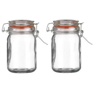 Voorraadpot/bewaarpot - 2x - 250 ml - glas - met beugelsluiting - D7 x H12 cm