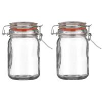 Voorraadpot/bewaarpot - 2x - 250 ml - glas - met beugelsluiting - D7 x H12 cm - thumbnail