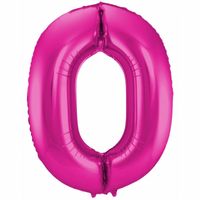 Cijfer ballon 0/nul roze