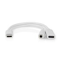 Nedis USB-C Adapter | USB 2.0 | USB-C Male | USB-C Female / 3,5 mm Female | 0.10 m | Rond | Vernikkeld | PVC | Wit | Doos - CCGB64922WT01