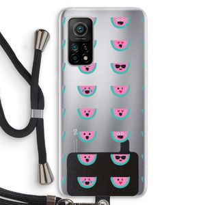 Smiley watermeloenprint: Xiaomi Mi 10T 5G Transparant Hoesje met koord