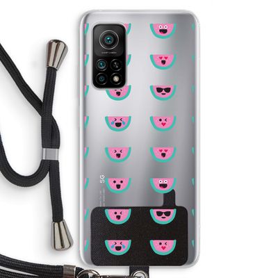 Smiley watermeloenprint: Xiaomi Mi 10T 5G Transparant Hoesje met koord