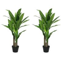 Kunstplant drakenbloedboom - 2x - in pot - Dracaena - 105 cm